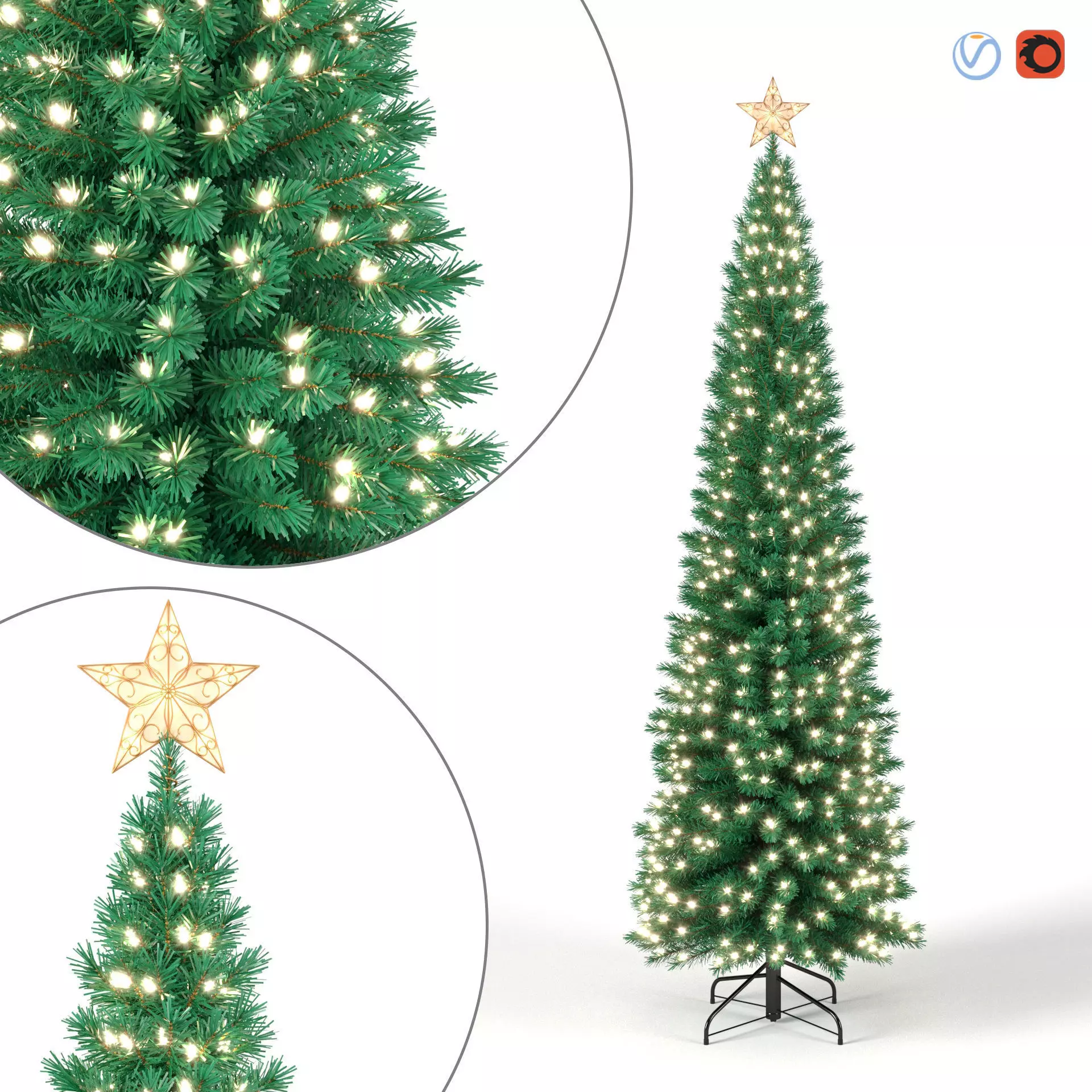 Christmas Tree 6 feet with Lights 3D model_0