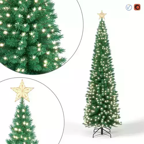 Christmas Tree 6 feet with Lights 3D model