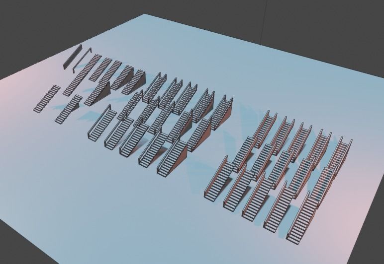 Untextured LowPoly Staircase pack Low-poly 3D model_6