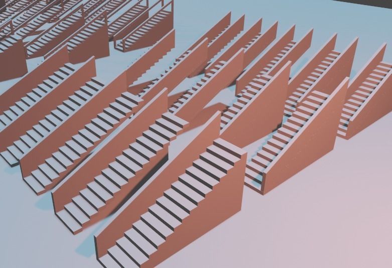 Untextured LowPoly Staircase pack Low-poly 3D model_8