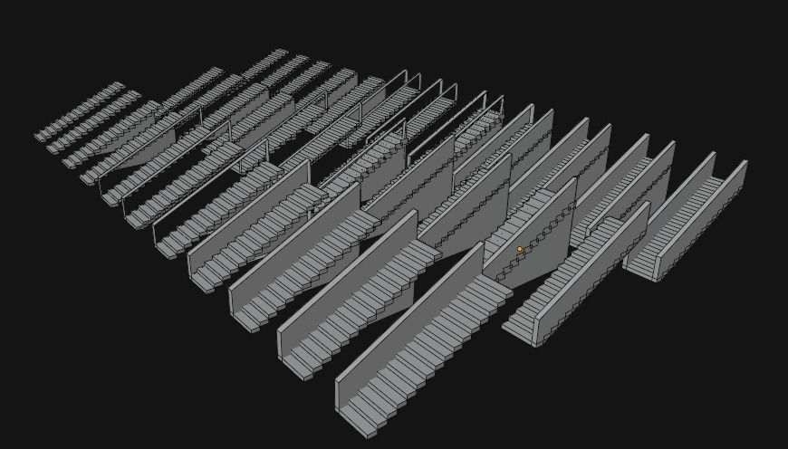 Untextured LowPoly Staircase pack Low-poly 3D model_7