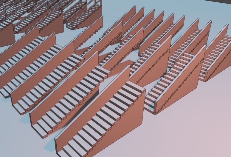 Untextured LowPoly Staircase pack Low-poly 3D model_9