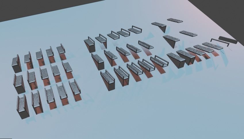 Untextured LowPoly Staircase pack Low-poly 3D model_3