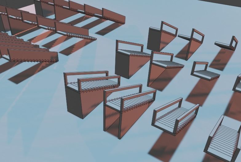 Untextured LowPoly Staircase pack Low-poly 3D model_12