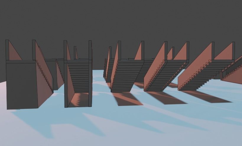 Untextured LowPoly Staircase pack Low-poly 3D model_13