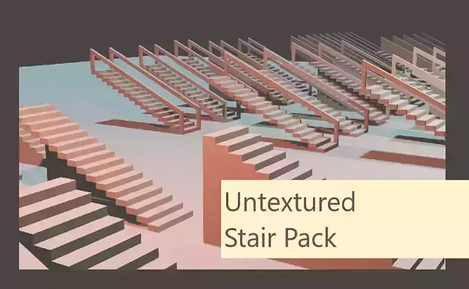 Untextured LowPoly Staircase pack Low-poly 3D model