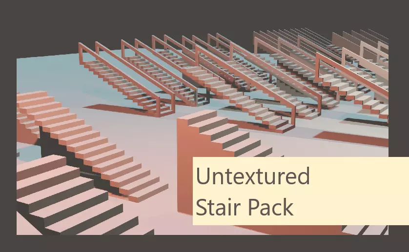 Untextured LowPoly Staircase pack Low-poly 3D model_0
