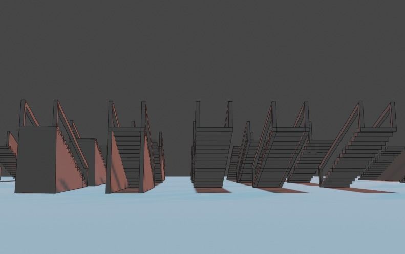 Untextured LowPoly Staircase pack Low-poly 3D model_14