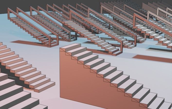 Untextured LowPoly Staircase pack Low-poly 3D model_4