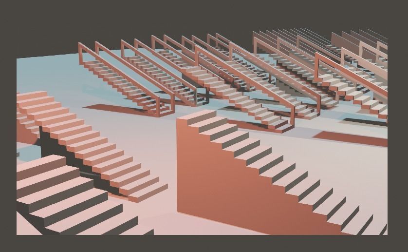 Untextured LowPoly Staircase pack Low-poly 3D model_1