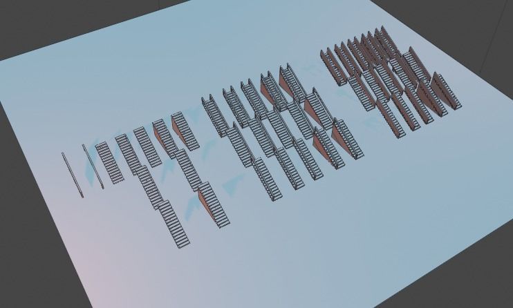 Untextured LowPoly Staircase pack Low-poly 3D model_2