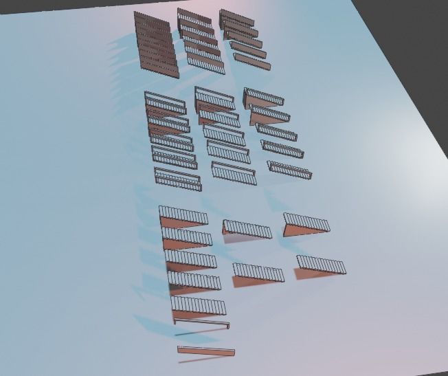 Untextured LowPoly Staircase pack Low-poly 3D model_16