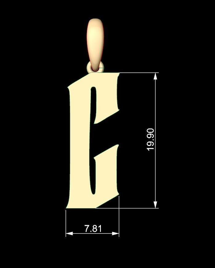 Initial Letters Pendant Averoos C 3D print model_5