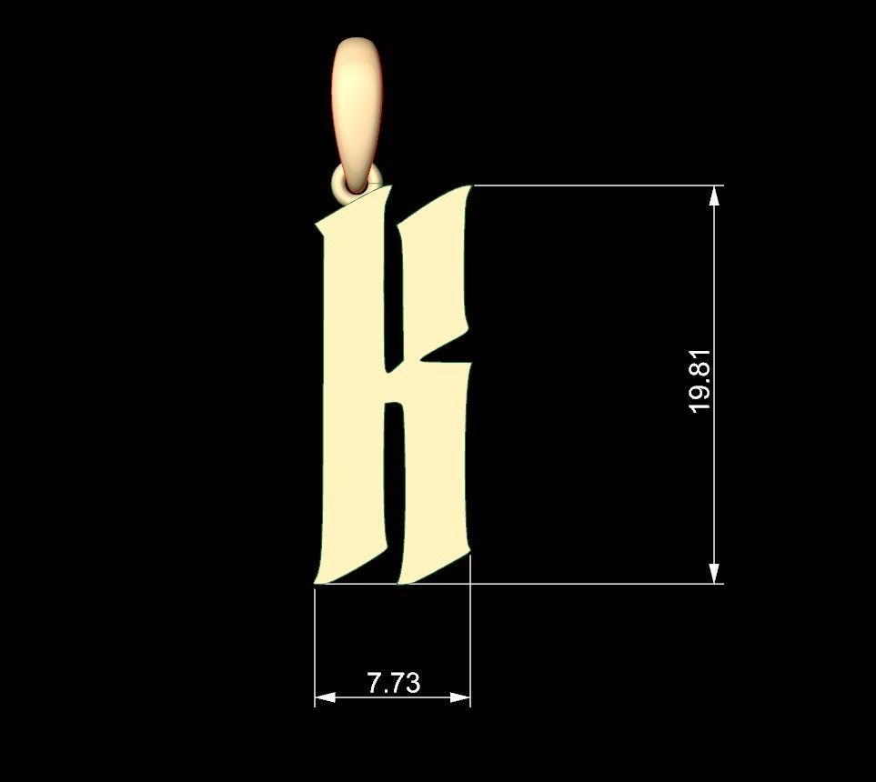 Initial Letters Pendant Averoos K 3D print model_5