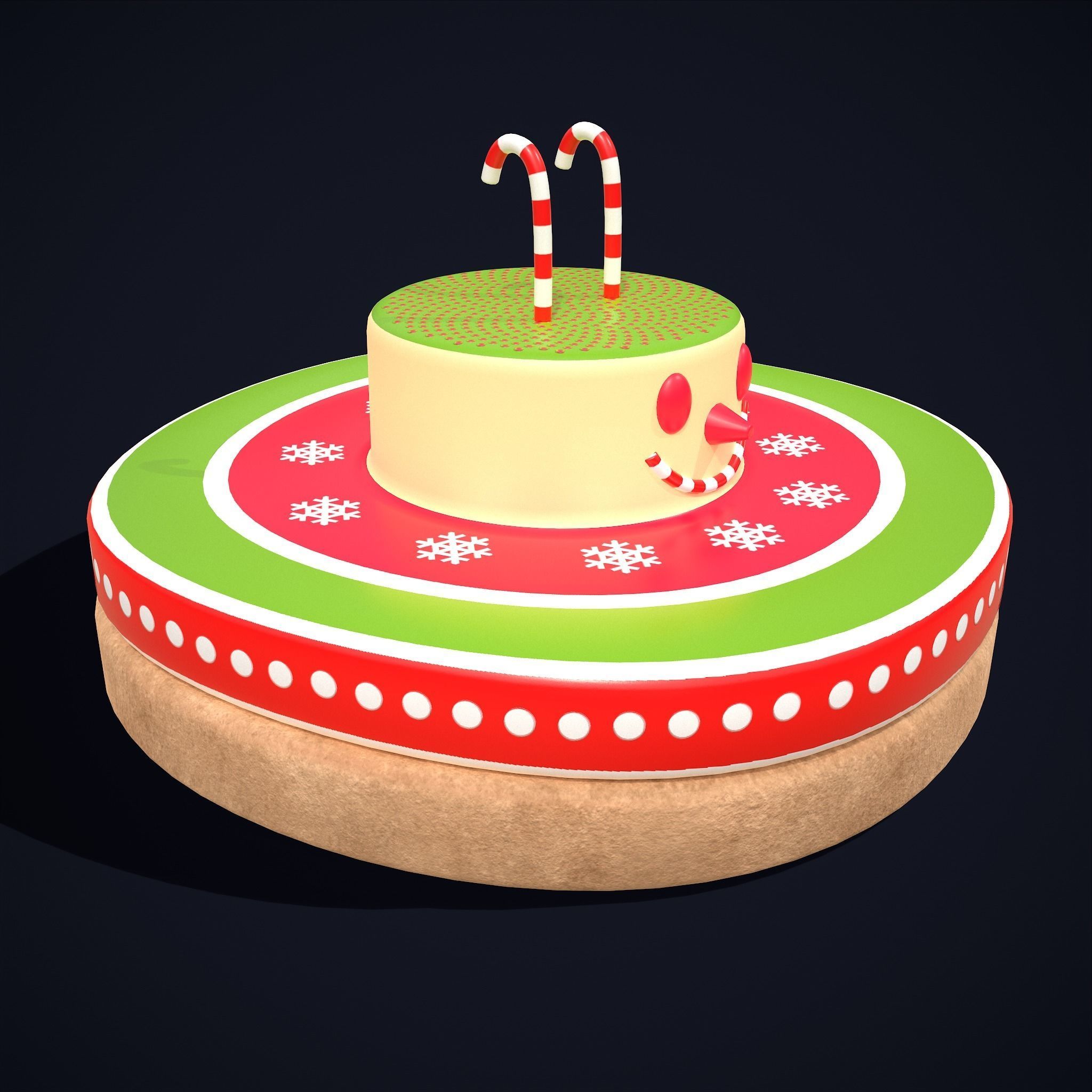 Snowman Cookie Low-poly 3D model_3
