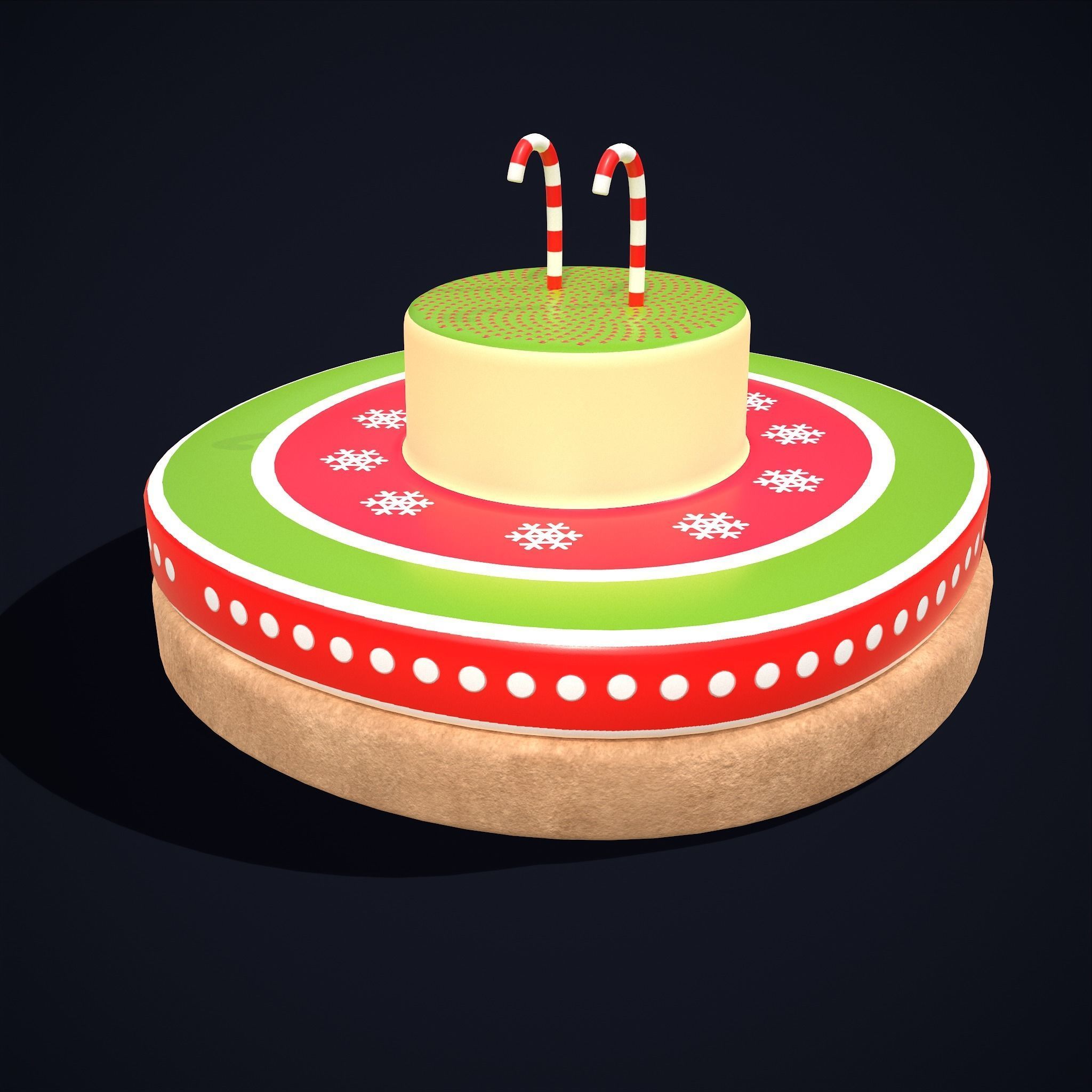 Snowman Cookie Low-poly 3D model_5