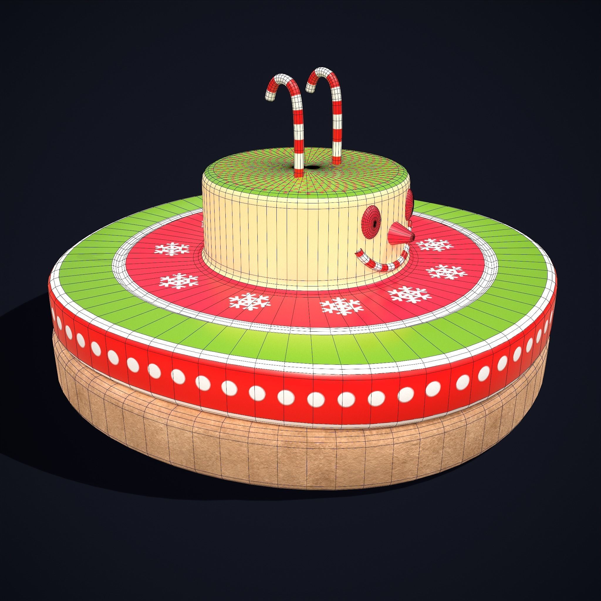 Snowman Cookie Low-poly 3D model_4