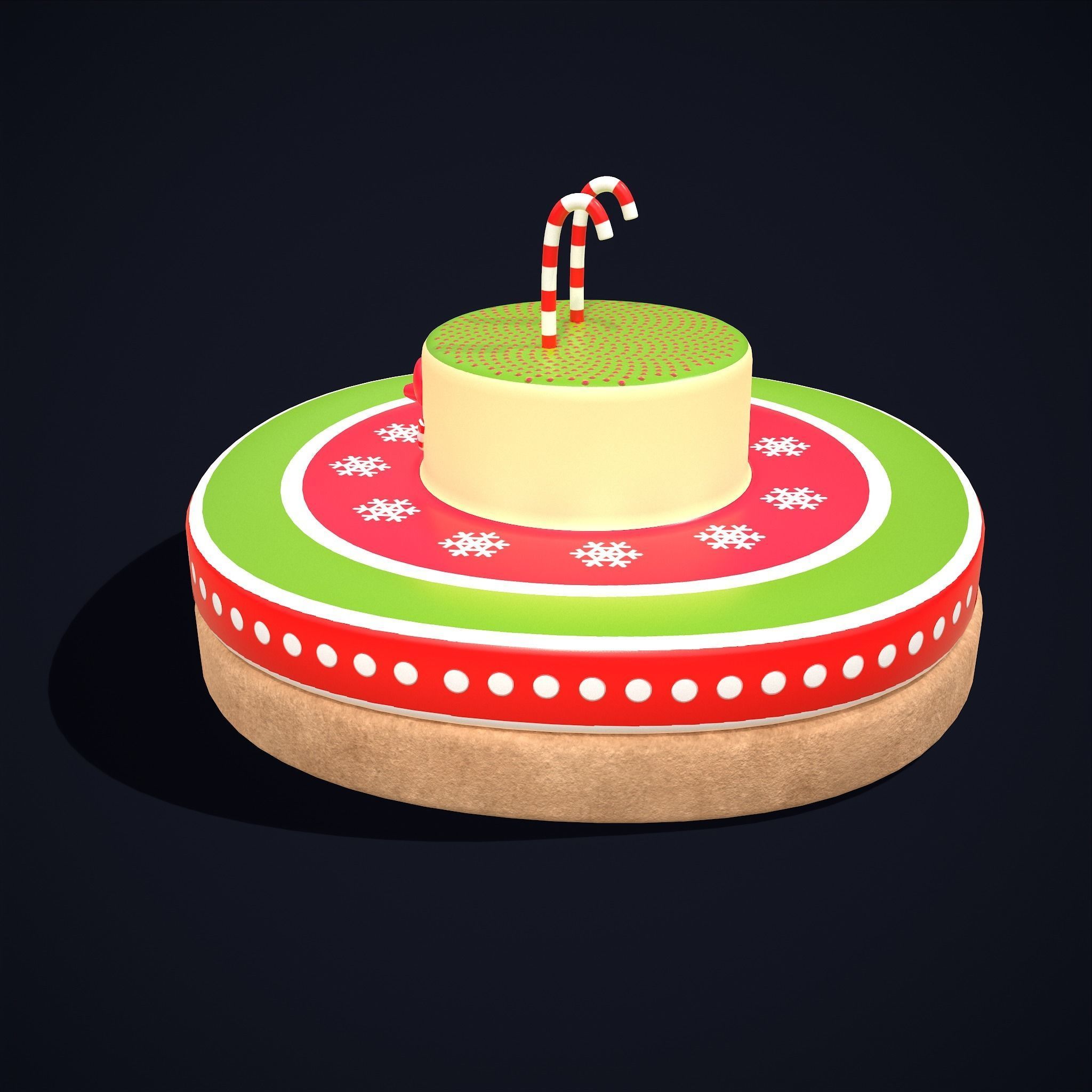 Snowman Cookie Low-poly 3D model_7