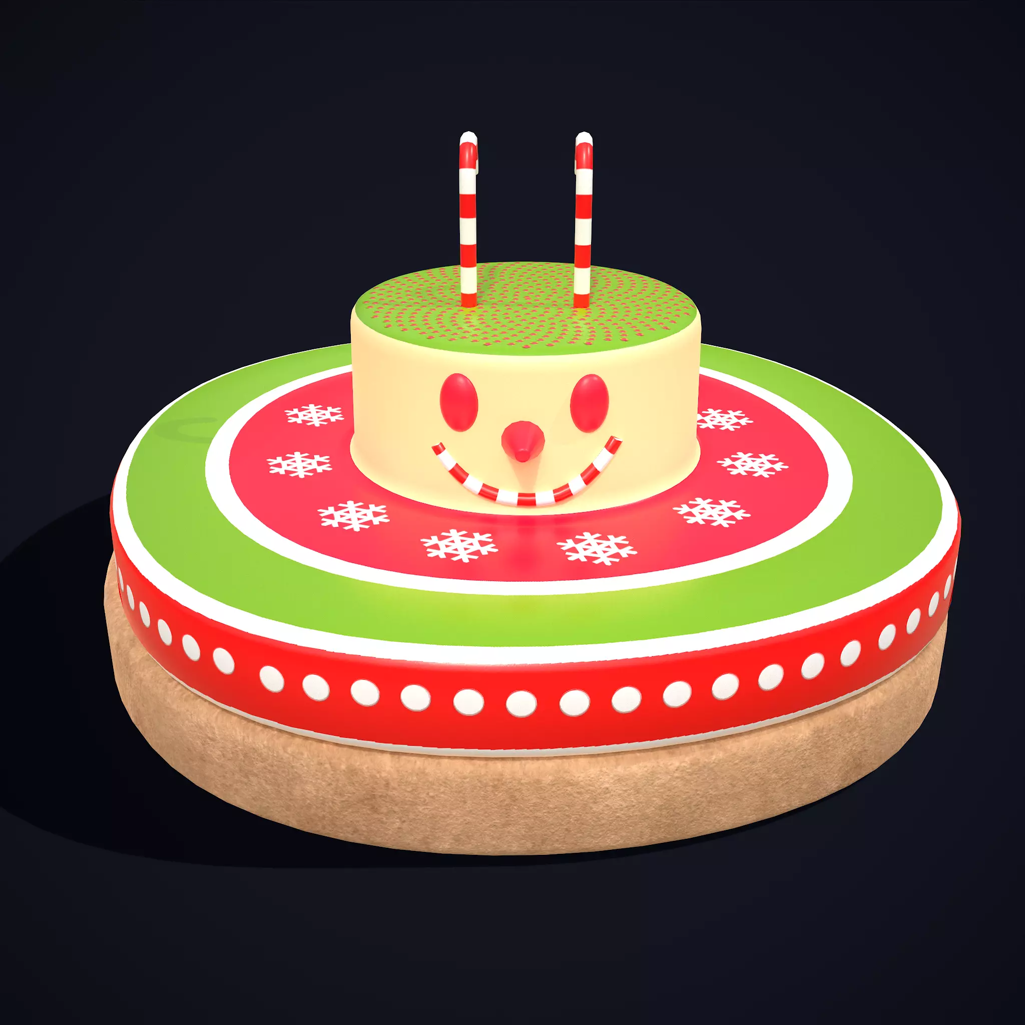 Snowman Cookie Low-poly 3D model_0