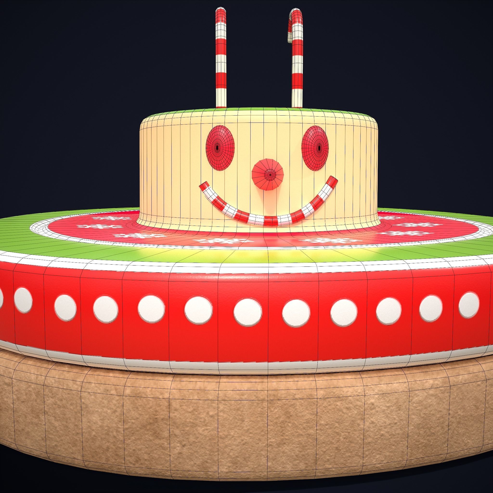 Snowman Cookie Low-poly 3D model_16