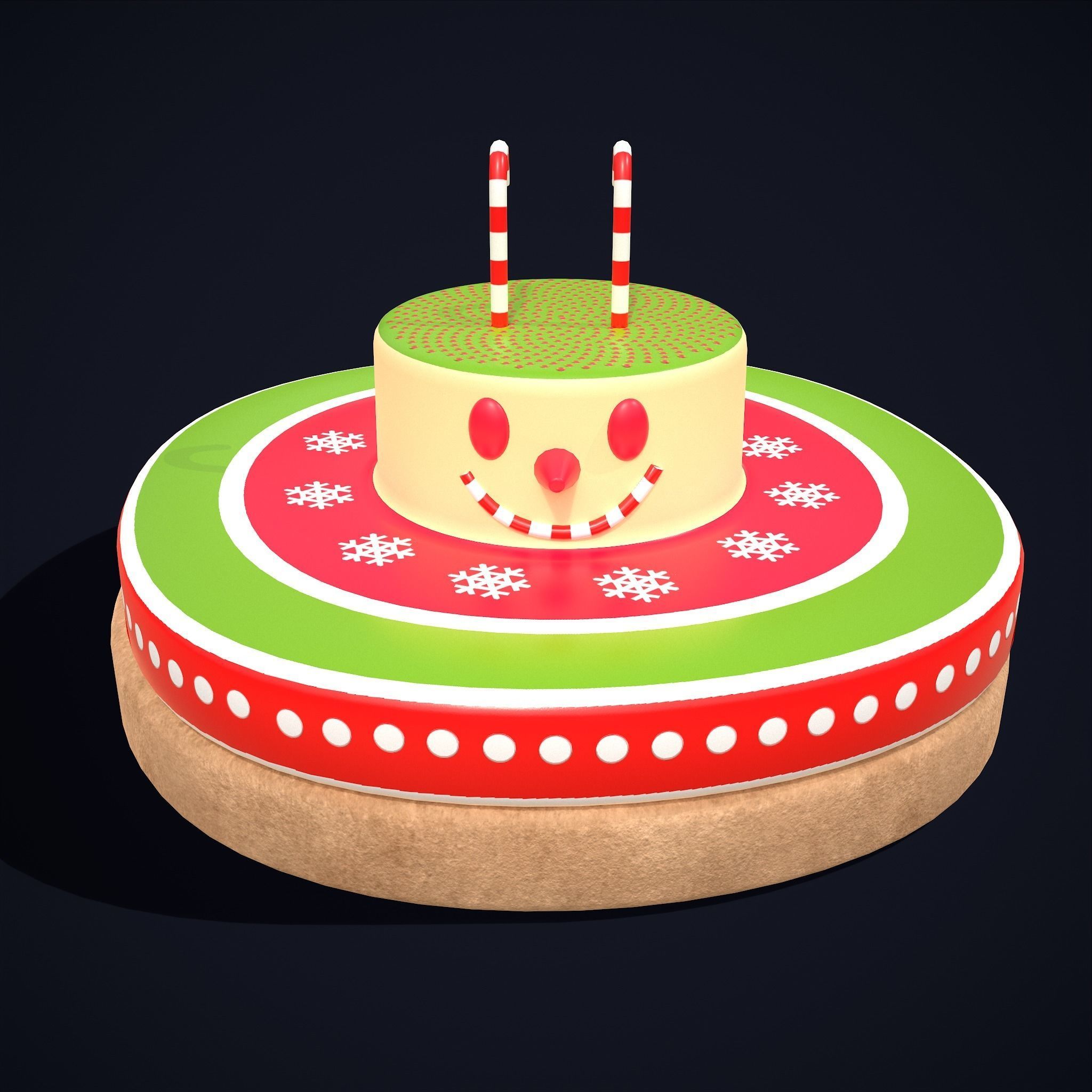 Snowman Cookie Low-poly 3D model_19