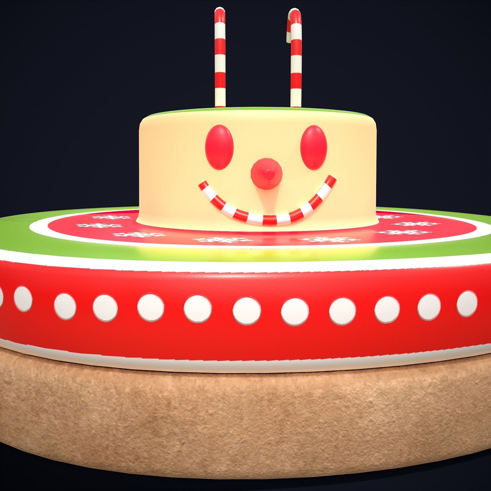 Snowman Cookie Low-poly 3D model_15