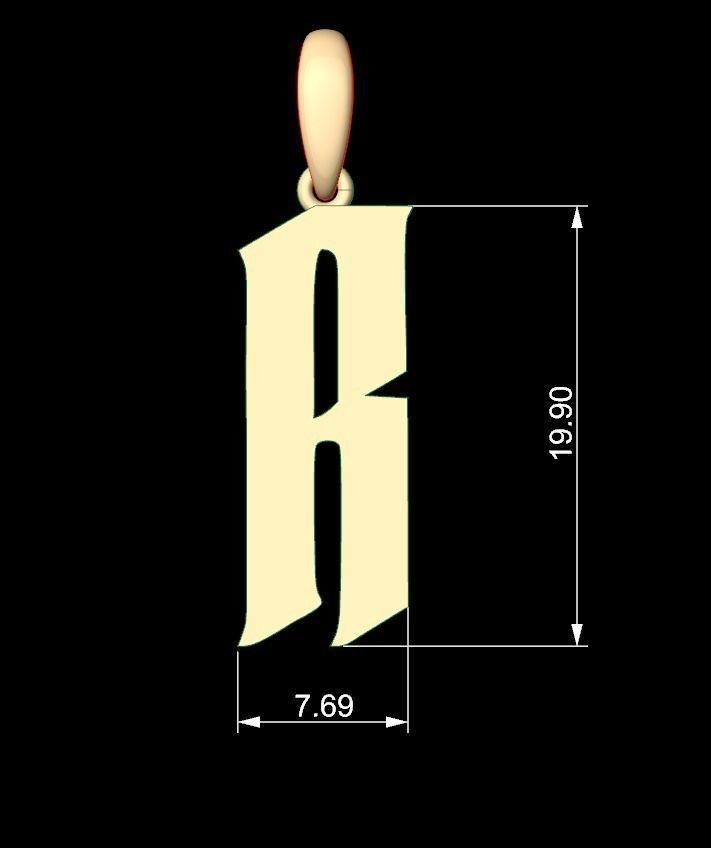 Initial Letters Pendant Averoos R 3D print model_4