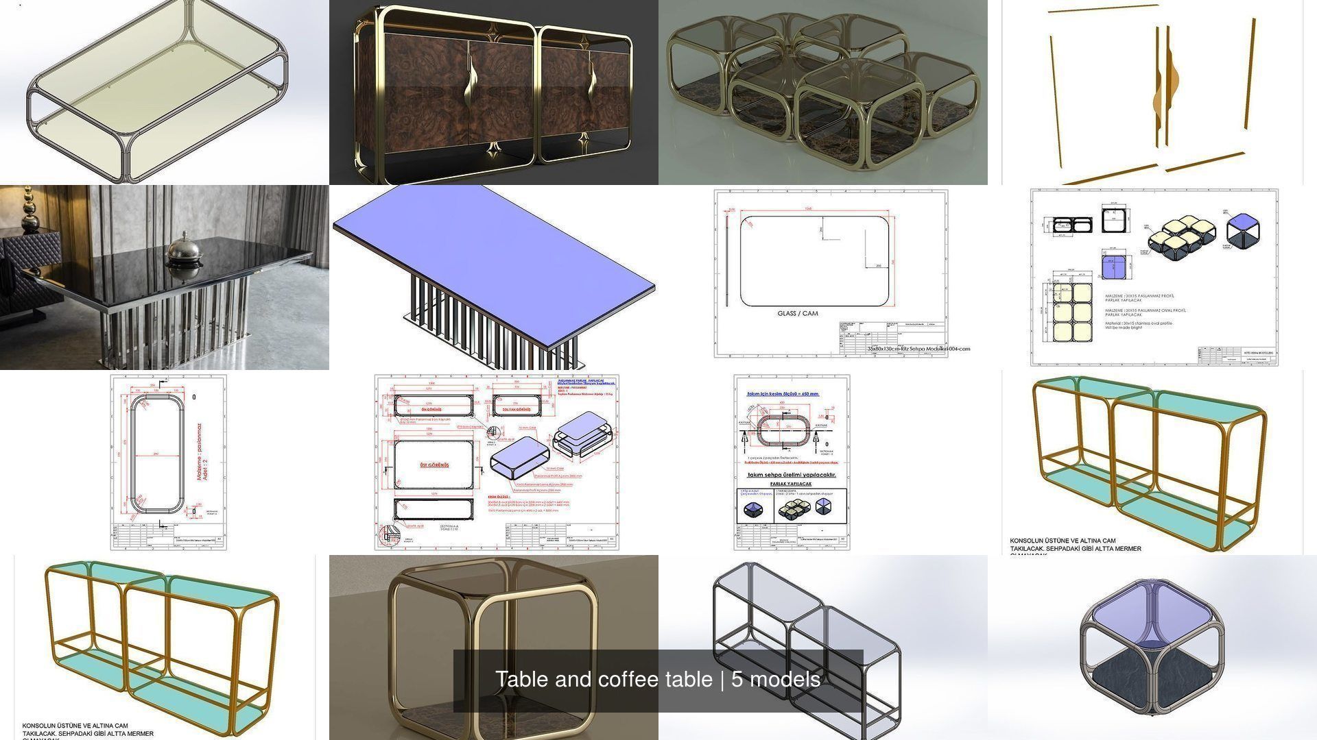 Table and coffee table 3D Model Collection_4