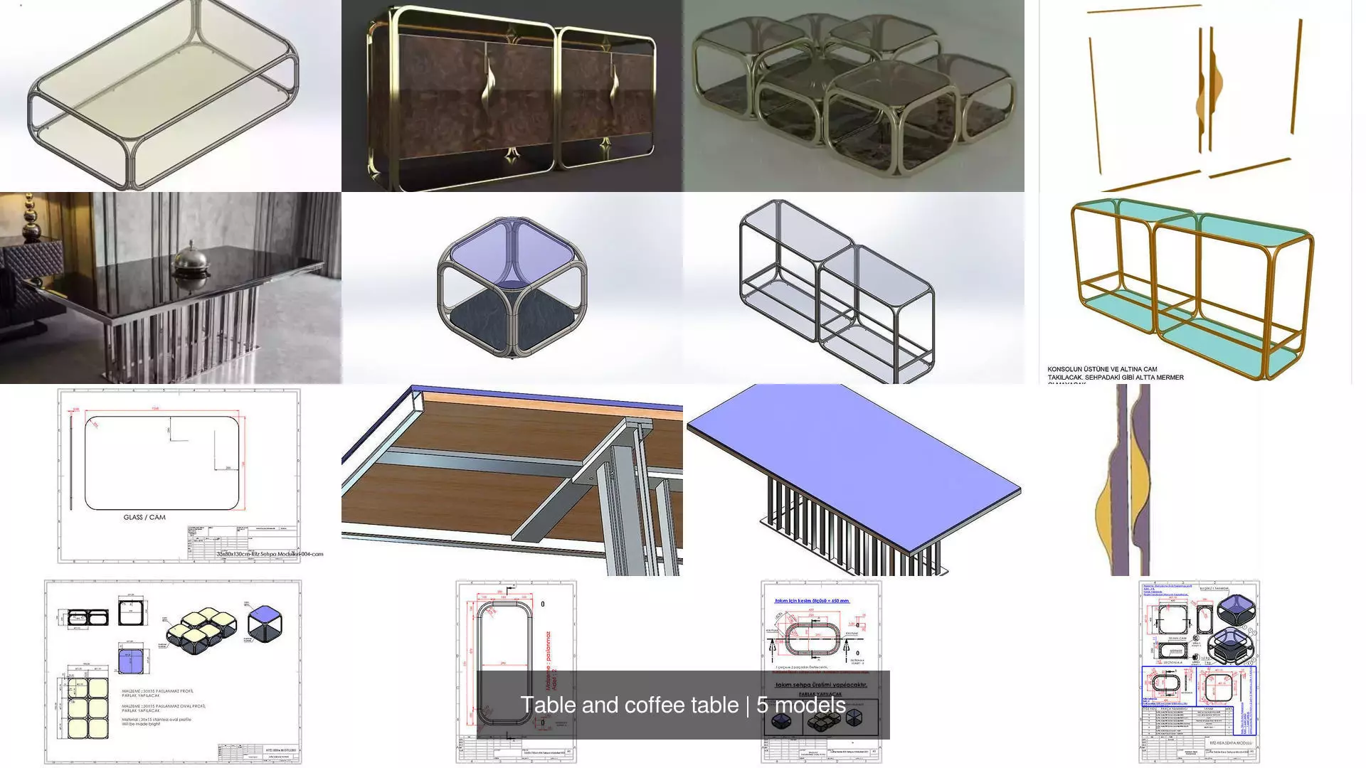 Table and coffee table 3D Model Collection_0