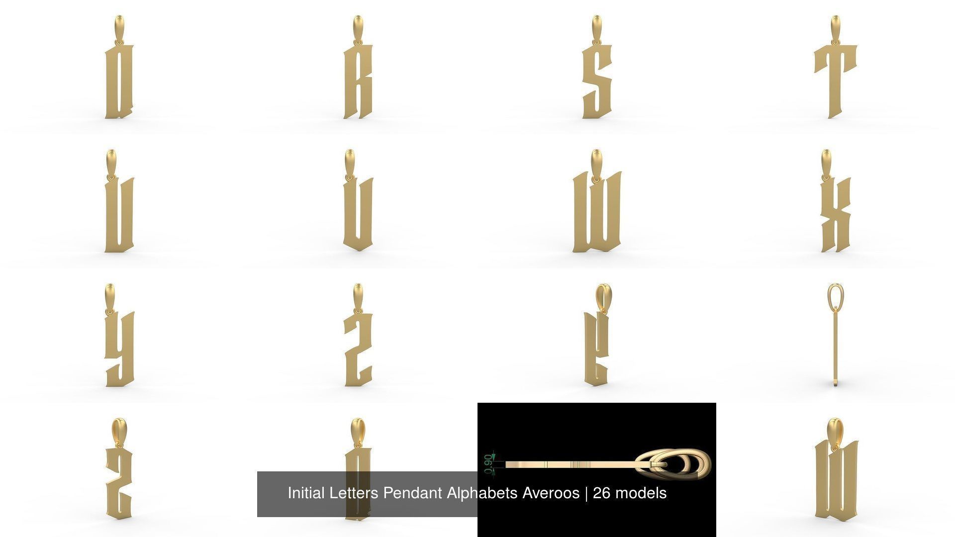 Initial Letters Pendant Alphabets Averoos 3D Model Collection_2