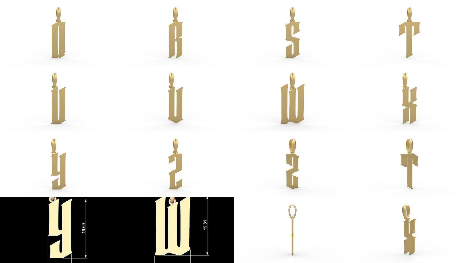 Initial Letters Pendant Alphabets Averoos 3D Model Collection_1