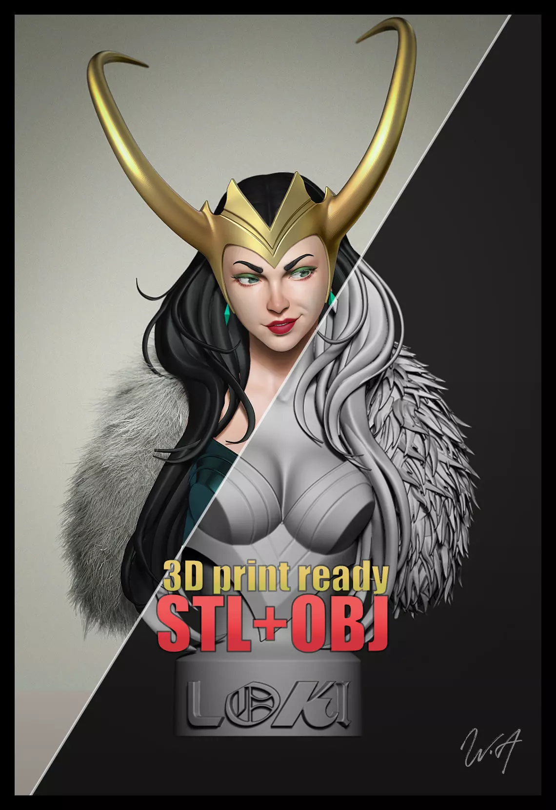 Ms Loki 3d bust 3D print model_0