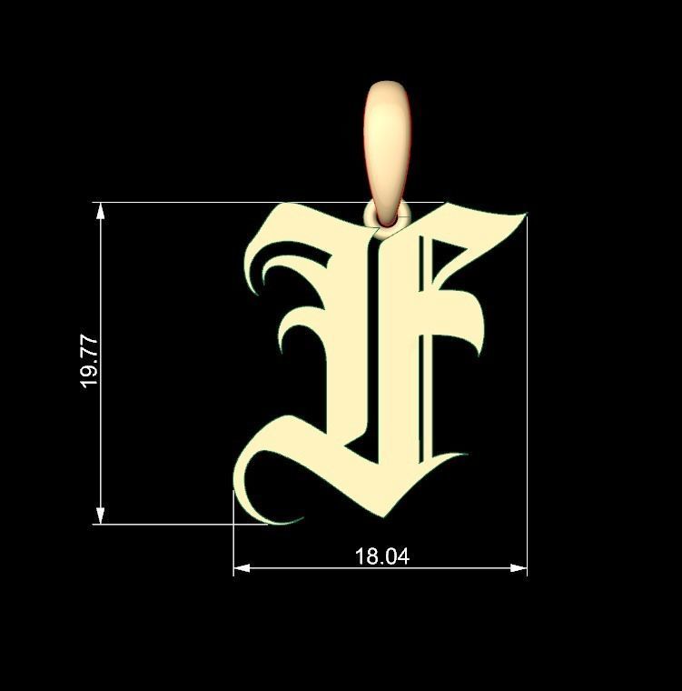 Initial Letters Pendant Avestrava Regular F 3D print model_4