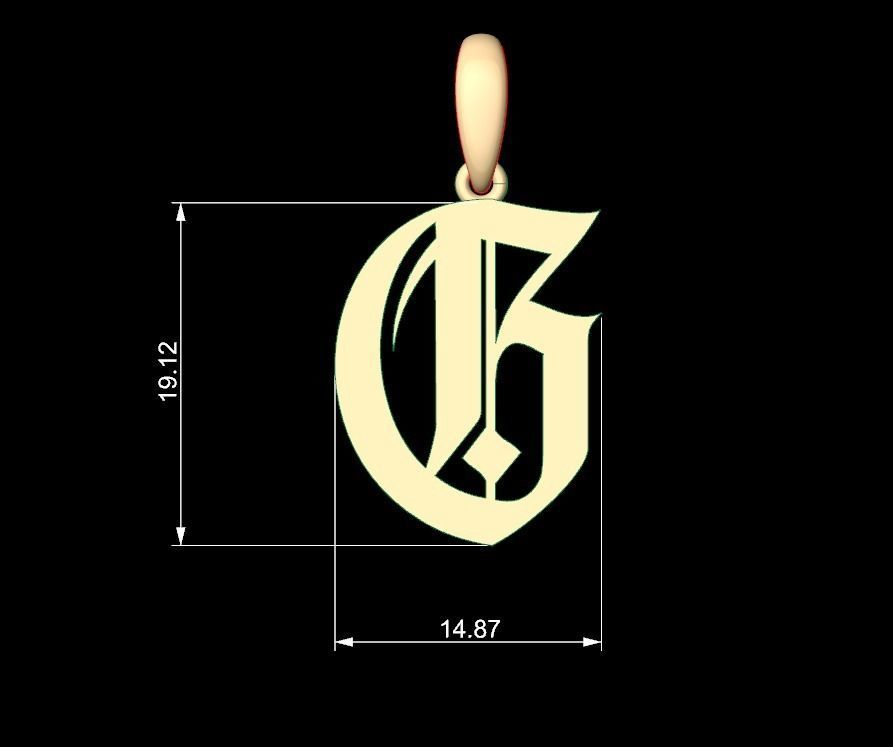 Initial Letters Pendant Avestrava Regular G 3D print model_4
