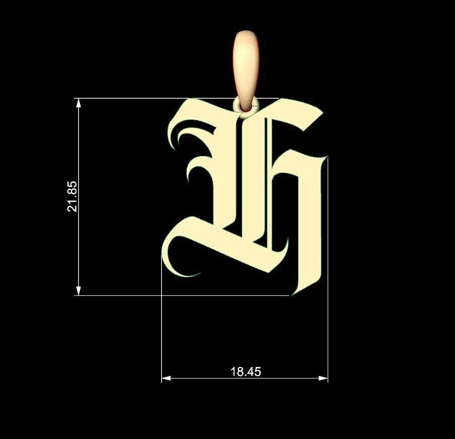 Initial Letters Pendant Avestrava Regular H 3D print model_5