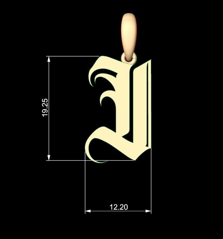Initial Letters Pendant Avestrava Regular I 3D print model_4