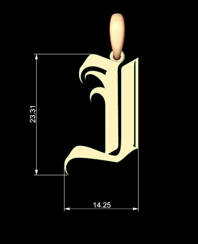 Initial Letters Pendant Avestrava Regular J 3D print model_4
