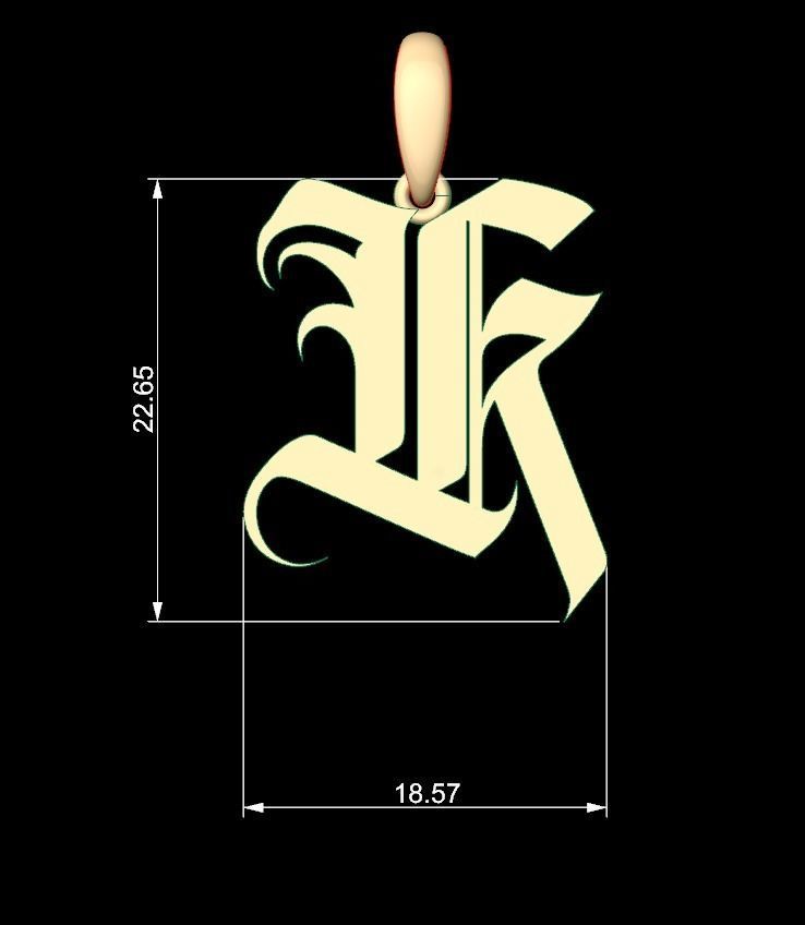 Initial Letters Pendant Avestrava Regular K 3D print model_5