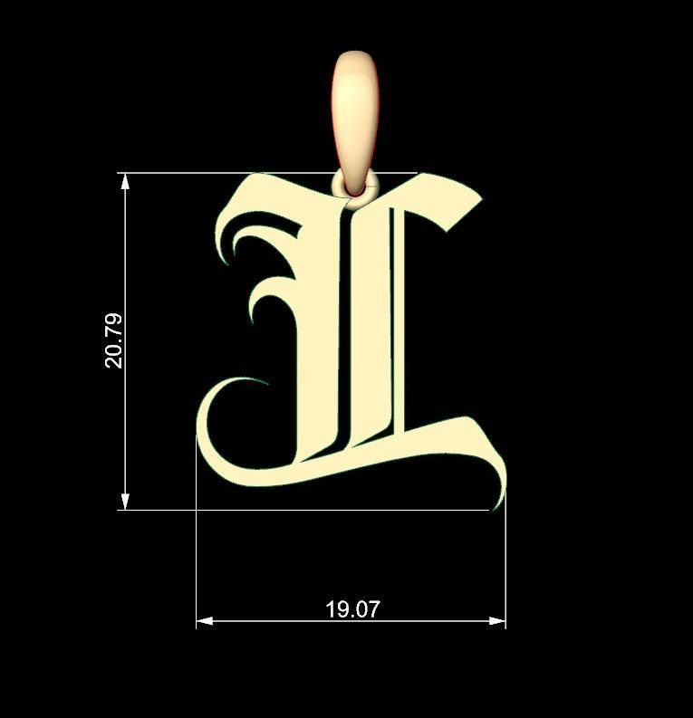 Initial Letters Pendant Avestrava Regular L 3D print model_4