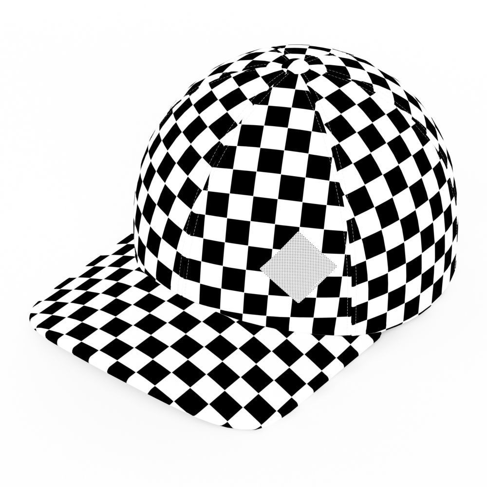 Baseball cap with qr code 3D model_7