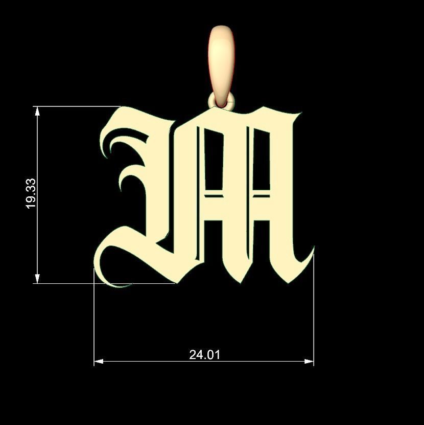 Initial Letters Pendant Avestrava Regular M 3D print model_4