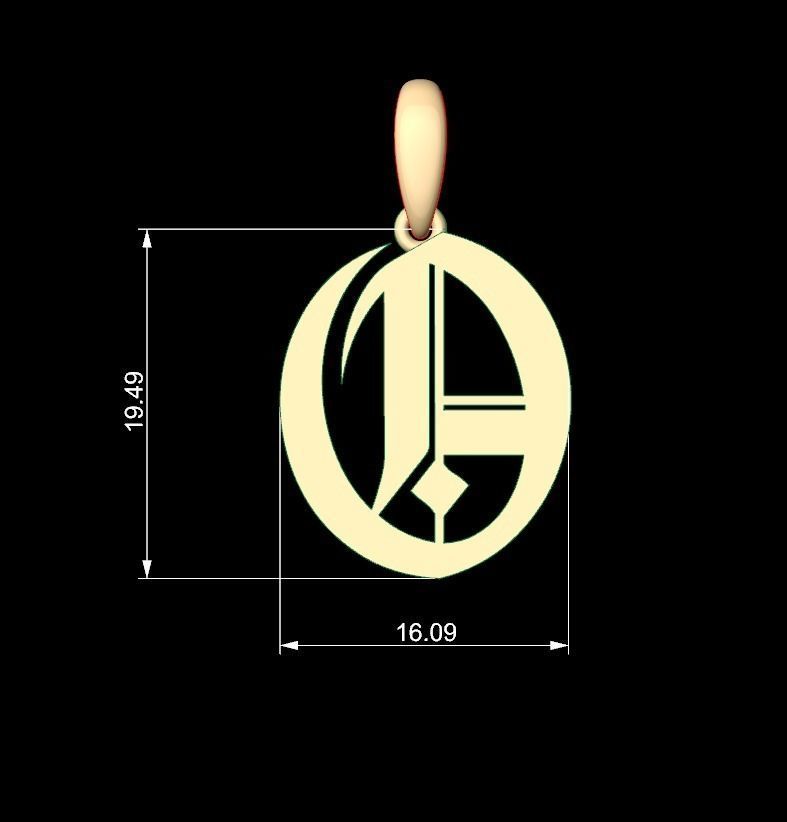 Initial Letters Pendant Avestrava Regular O 3D print model_5