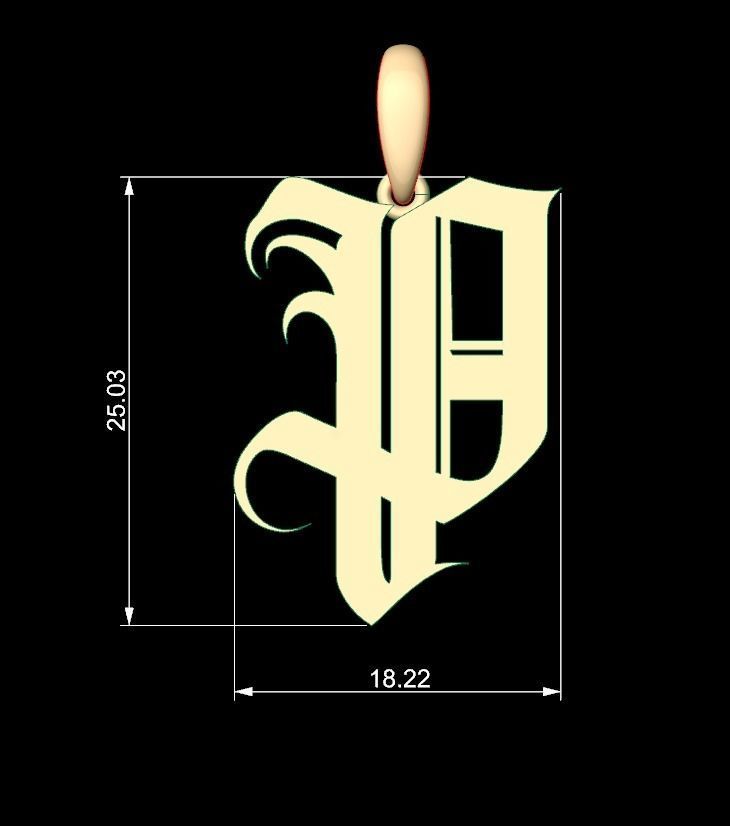 Initial Letters Pendant Avestrava Regular P 3D print model_4