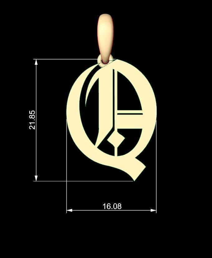 Initial Letters Pendant Avestrava Regular Q 3D print model_5