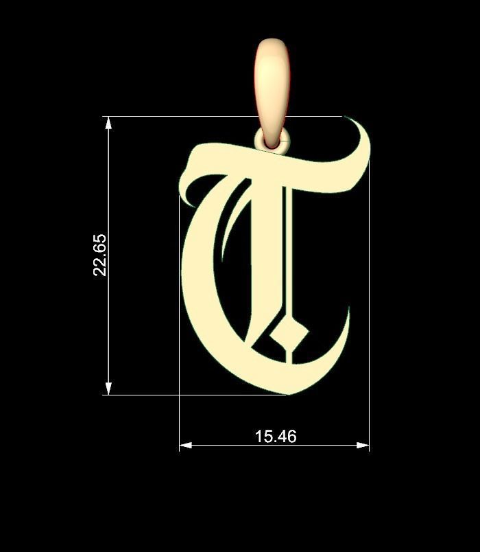Initial Letters Pendant Avestrava Regular T 3D print model_4