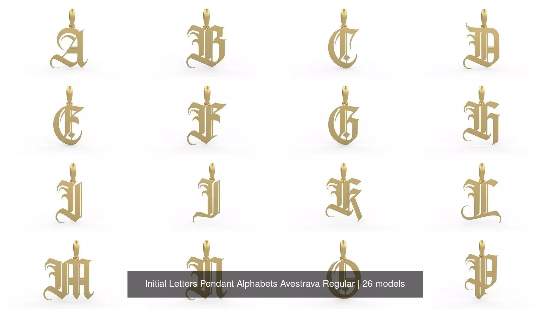 Initial Letters Pendant Alphabets Avestrava Regular 3D Model Collection_0