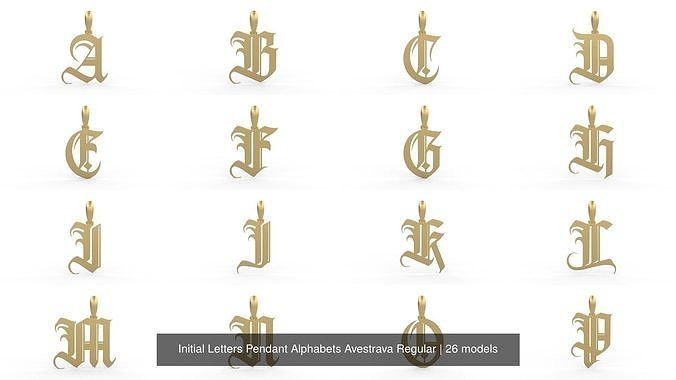 Initial Letters Pendant Alphabets Avestrava Regular 3D Model Collection