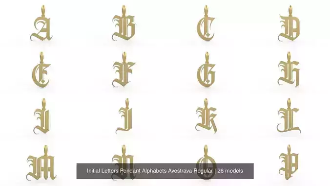 Initial Letters Pendant Alphabets Avestrava Regular