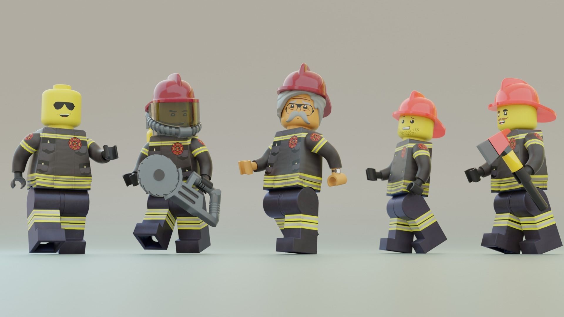 Lego Firetruck with Firefighter Squad  3D model_14