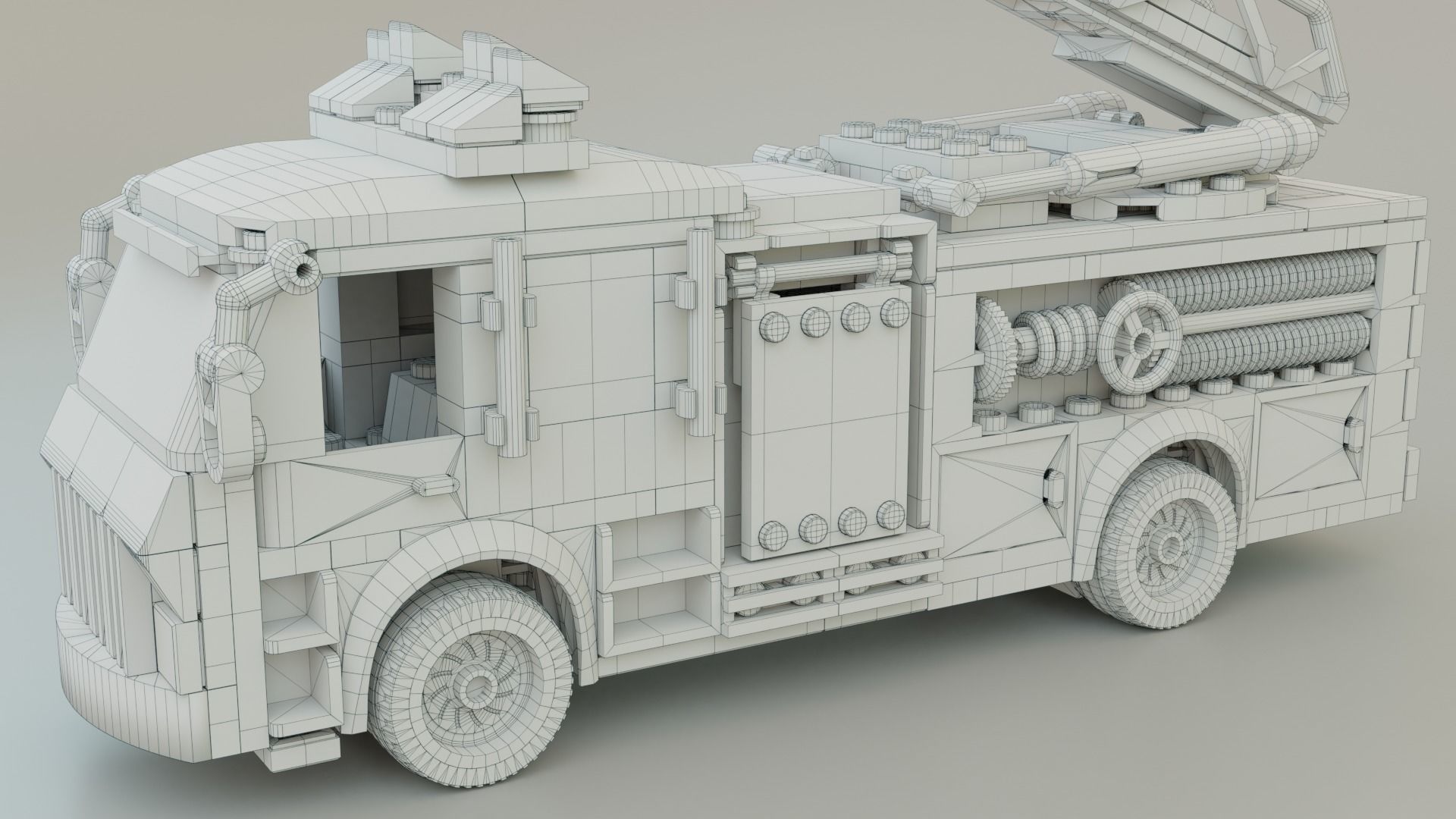 Lego Firetruck with Firefighter Squad  3D model_20